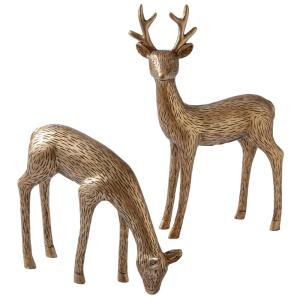 Martha Stewart Living 8.5 in. Etched Deer Figurines (Set of 2)-9732400800 300265955