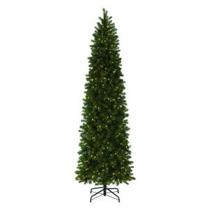 Martha Stewart Living 9 ft. Indoor Pre-Lit LED Downswept Douglas Fir Slim Artificial Christmas Tree-9315510610 206497547