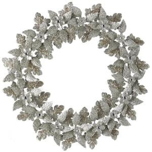 Martha Stewart Living Layered Leaves 17 in. Dia Artificial Christmas Wreath in Silver-9733800250 300261464