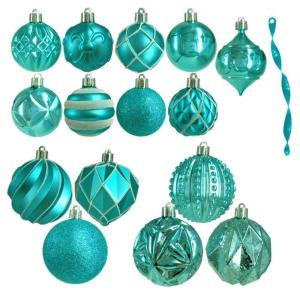 Martha Stewart Living Winter Wishes Assorted Ornament in Turquoise (75-Count)-HE-864 207045589