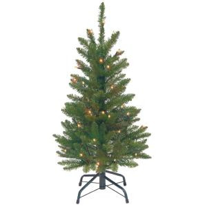 National Tree Company 3 ft. Kingswood Fir Wrapped Pencil Artificial Christmas Tree with Clear Lights-KW7-300-30 207183181