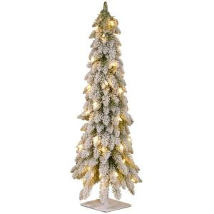 National Tree Company 3 ft. Snowy Downswept Forestree Artificial Christmas Tree with Metal Plate and Clear Lights-FTDF1-36ALO-1 207183172