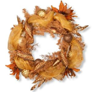National Tree Company 30 in. Harvest Ribbon Artificial Wreath-HC3-103-30W 300182866