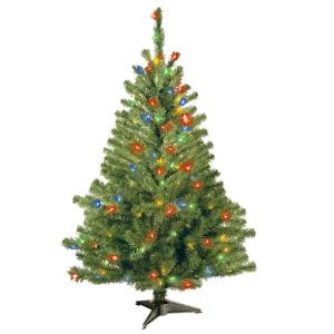 National Tree Company 4 ft. Kincaid Spruce Artificial Christmas Tree with Multicolor Lights-KCDR-40RLO-S 207183178