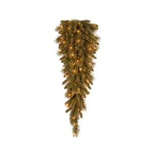 National Tree Company 42 in. Glittery Gold Pine Teardrop Swag with Glitter, Gold Cones, Gold Glittered Berries-GPG3-341-42T 205299354