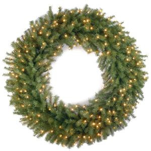 National Tree Company 42 in. Norwood Fir Artificial Wreath with Clear Lights-NF-42WLO-1 300182910