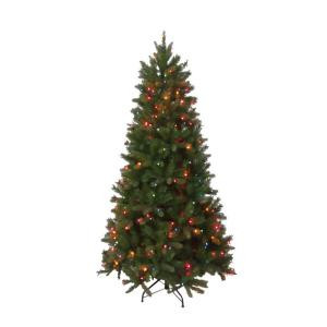 National Tree Company 6.5 ft. Pre-Lit FEEL-REAL Bavarian Pine Hinged Artificial Christmas Tree with 400 Multi-Color Lights-PEBV7-308E-65 204334181