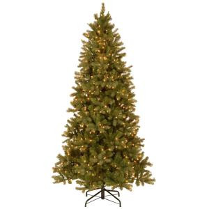 National Tree Company 7-1/2 ft. Feel Real Downswept Douglas Slim Fir Hinged Artificial Christmas Tree with 600 Clear Lights-PEDD1-323-75 207183243