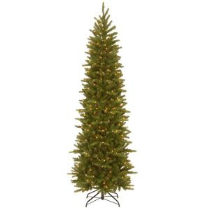 National Tree Company 7-1/2 ft. Feel Real Grande Fir Pencil Slim Hinged Artificial Christmas Tree with 350 Clear Lights-PEGF4-334-75 207183262