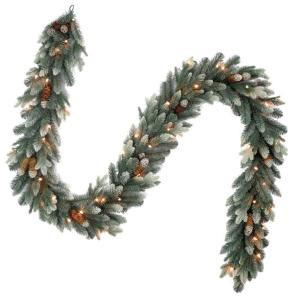 National Tree Company 9 ft. Copenhagen Blue Spruce Artificial Garland with Pinecones and 50 Clear Lights-PECG3-300-9B 206084835