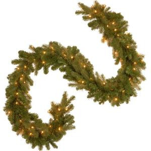 National Tree Company 9 ft. Feel-Real Downswept Douglas Fir Artificial Garland with 100 Clear Lights-PEDD4-371-9A-1 205945920