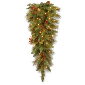 National Tree Company Decorative Collection 36 in. Long Needle Pine Cone Teardrop with Clear Lights-DC3-178L-36T 300441260