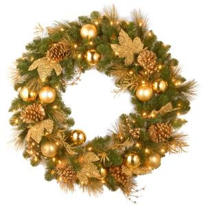 National Tree Company Decorative Collection Elegance 36 in. Artificial Wreath with Clear Lights-DC13-109L-36W 300182770