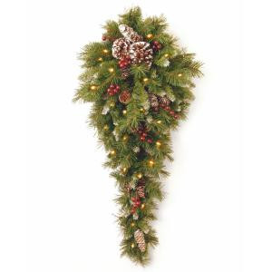 National Tree Company Frosted Berry 36 in. Teardrop with Battery Operated Warm White LED Lights-FRB-3TDL-B1 300441261