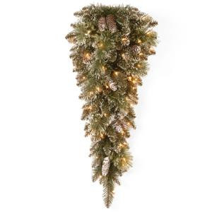 National Tree Company Glittery Bristle 36 in. Pine Teardrop with Battery Operated Warm White LED Lights-GB3-335-30T-B1 300441251