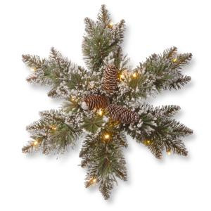 National Tree Company Glittery Bristle Pine 18 in. Artificial Snowflake with Battery Operated Warm White LED Lights-GB1-300L-18SB-1 300154636