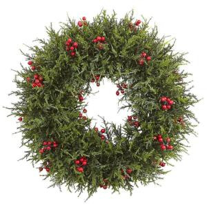 Nearly Natural 20 in. Cedar Berry Artificial Wreath-4891 206733621