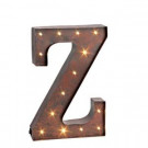 12 in. H "Z" Rustic Brown Metal LED Lighted Letter-92669Z 206625124