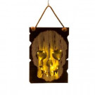 16 in. LED Wooden and Iron Skull Head Hanging Wall Decor-1704003054 206926550