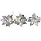 18-Light Battery Operated LED White 3-Poinsettia Flower Garland-FG02-1W018-A1 202938552