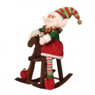 22 in. H Plush Elf on Wooden Rocking Horse-2160160 206614470