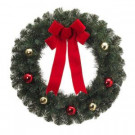 26 in. Noble Pine Artificial Wreath with Ornaments and Red Bow (Pack of 6)-2174920HDX6 205203593