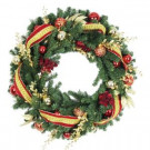 30 in. Battery Operated Plaza Artificial Wreath with 50 Clear LED Lights-BOWOTHD173D 205983403