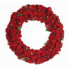 32 in. Battery Operated Artificial Poinsettia Wreath with 50 Clear LED Lights-BOWOTHD180 205982743