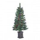 3.5 ft. Pre-Lit Fiber Optic Cashmere Artificial Christmas Tree with Multi-Colored Lights in a Plastic Pot-5598--35c 300525419