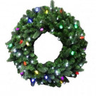 36 in. LED Pre-Lit Artificial Christmas Wreath with Concave Pure White Lights and C6 Multi-Color Lights-4723172-30HO 206771094