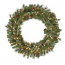 36 in. Pre-Lit B/O LED Alexander Pine Artificial Christmas Wreath x 180 Tips with 80 Warm White Lights-GD30M5311L00 206795461