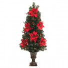 4 ft. Poinsettia and Berry Potted Artificial Christmas Tree with 50 Clear Lights-2175040HD 205093627