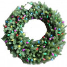 48 in. LED Pre-Lit Artificial Christmas Wreath with C9 Ceramic Multi-Color Lights-4723173-C902HO 206771120