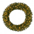 48 in. Pre-Lit LED Wesley Pine Artificial Christmas Wreath x 366 Tips with 120 Plug-In Indoor/Outdoor Warm White Lights-GD40M2L46L02 206795429