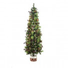 6 ft. Pre-Lit Potted Artificial Christmas Tree with Drum Pot and Clear Lights-BOWOTHD999Y 206963352