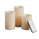 Battery Operated Wavy Edge Wax Candle Set with Remote (3-Piece)-37844 206504431