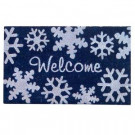 Creative Accents Snowflakes Blue 18 in. x 30 in. SuperScraper Vinyl / Coir Door Mat-33049 203576108