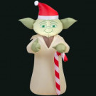 Gemmy 27.56 in. L x 20.87 in. W x 42.13 in. H Inflatable Star Wars Yoda with Candy Cane-37213X 300060733