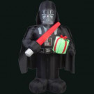 Gemmy 41.34 in. L x 27.56 in. W x 72.05 in. H Inflatable Darth Vader with Light Saber and Present-36756X 300060743