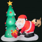 Gemmy 83.86 in. L x 43.31 in. W x 81.1 in. H Inflatable Santa and Dog Scene-35137X 300060739