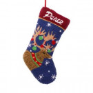 Glitzhome 19 in. Polyester/Acrylic Hooked Christmas Stocking with Reindeer-JK17945B 207053494