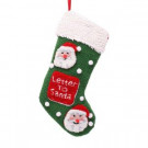 Glitzhome 19 in. Polyester/Acrylic Hooked Christmas Stocking with Santa Image-JK17133PF 207053485