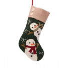 Glitzhome 19.3 in. Polyester/Acrylic Hooked Christmas Stocking with Snowmen Image-JK26178PFS 207053491