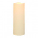 Home Accents Holiday 12 in. Bisque Pillar Outdoor Resin LED Timer Candle-39222HD 205915119