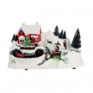 Home Accents Holiday 12 in. North Pole Christmas Scene with Santa's House and Animated Train-5240-12897HD 205927888