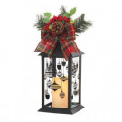 Home Accents Holiday 13 in. Black Plastic Lantern with Outdoor Resin Timer Candle-42917HD 205915122