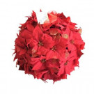 Home Accents Holiday 14.5 in. Dried Floral Wreath Red Glittered Poinsettia Kissing Ball-44682 207169025