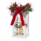 Home Accents Holiday 18 in. H White Wooden Holiday Lantern with LED Resin Timer Candle-42584HD-1 206954322
