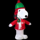 Home Accents Holiday 23.62 in. W x 22.84 in. D x 42.13 in. H Lighted Inflatable Snoopy in Winter Wear-39910 206950595