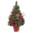 Home Accents Holiday 24 in. H Holiday Pine Tree with Red Berries and Ornaments in Red Bucket Pot-2323330HD 206954297